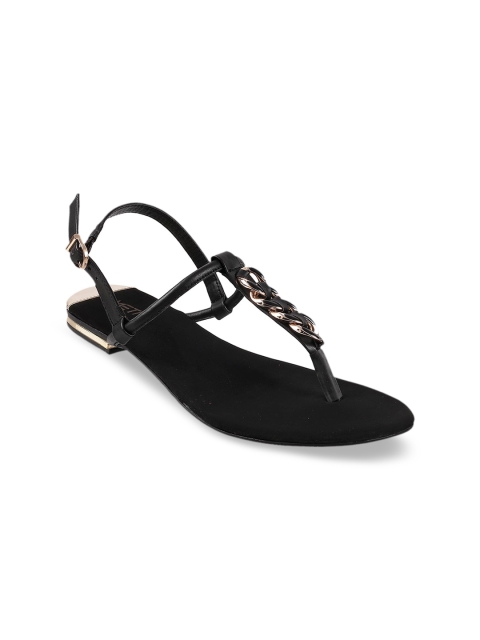 

Metro Women Black Embellished T-Strap Flats
