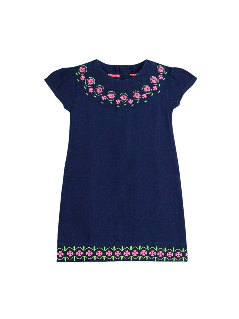 

Cherry Crumble Girls Navy Blue Solid A-Line Dress