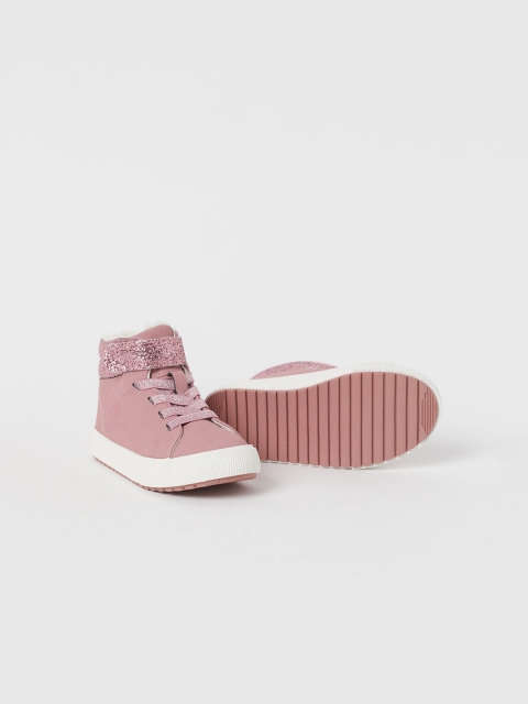 

H&M Girls Pink Faux Shearling-Lined Hi-Tops