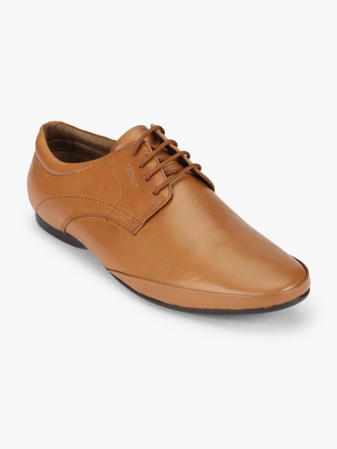 

ATTILIO by Ruosh Men Tan Brown Solid Leather Formal Derbys