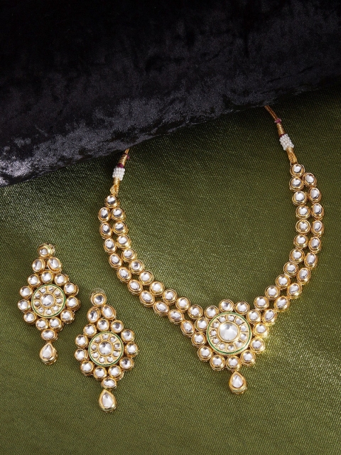 

GloBox By ZeroKaata Gold-Plated White Kundan-Studded Handcrafted Jewellery Set