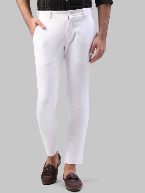 

Raymond Men White Regular Fit Solid Regular Trousers