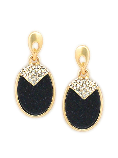 

Sia Art Jewellery Gold-Plated & Black Oval Drop Earrings