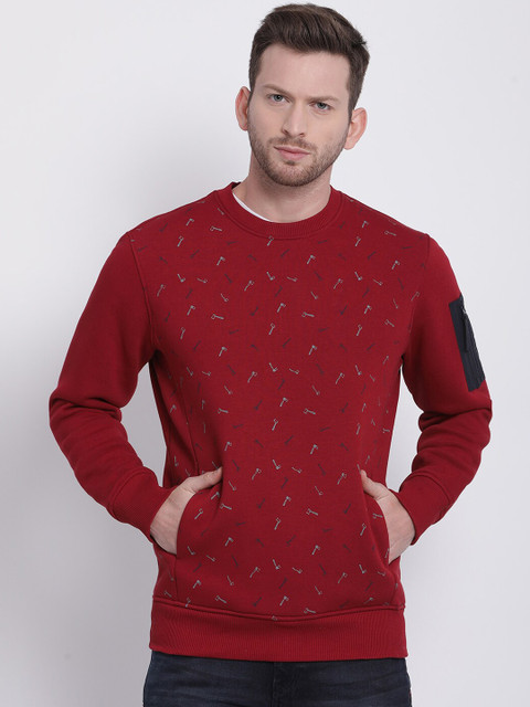 

t-base Men Red Printed Sweatshirt