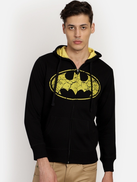 

Free Authority Men Black Batman Print Hooded Sweatshirt