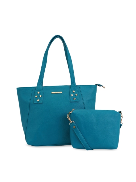 

Lapis O Lupo Turquoise Blue Solid Shoulder Bag With Sling Bag