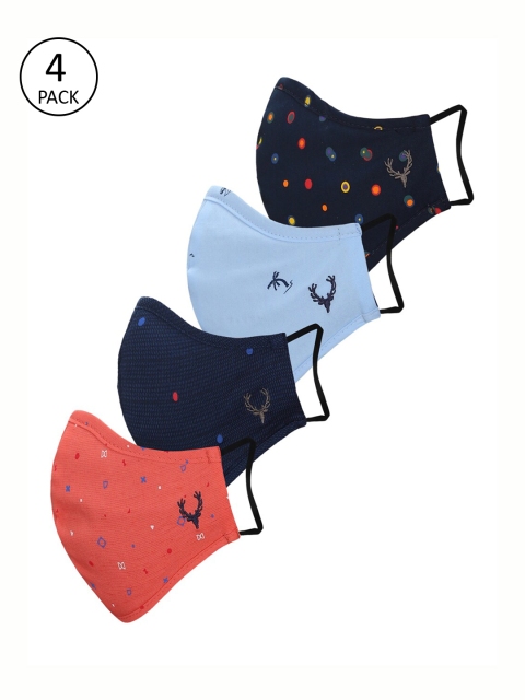 

Allen Solly Kids 4 Pcs Printed 3-Ply Reusable Cloth Masks, Blue