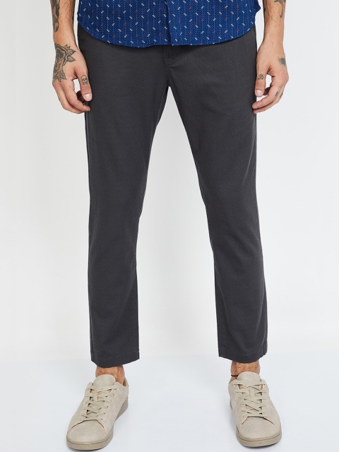 

CODE by Lifestyle Men Black Slim Fit Self Design Regular Trousers
