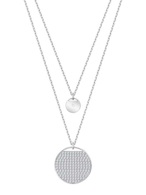 

SWAROVSKI Women Silver-Toned Rhodium-Plated Ginger Layered Necklace, White