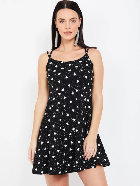 

Ginger by Lifestyle Women Black & White Printed A-Line Dress