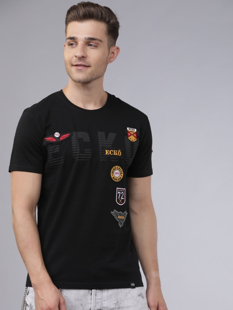 

Ecko Unltd Men Black Printed Round Neck T-shirt