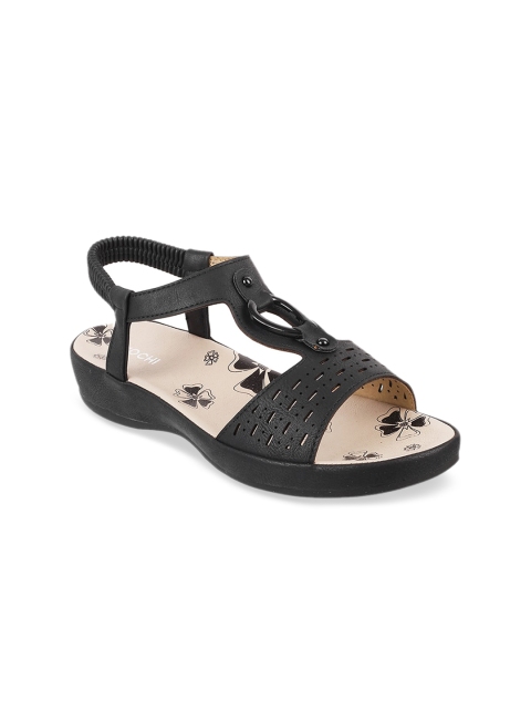

Mochi Women Black Embellished Comfort Heels with Cut Out Detail