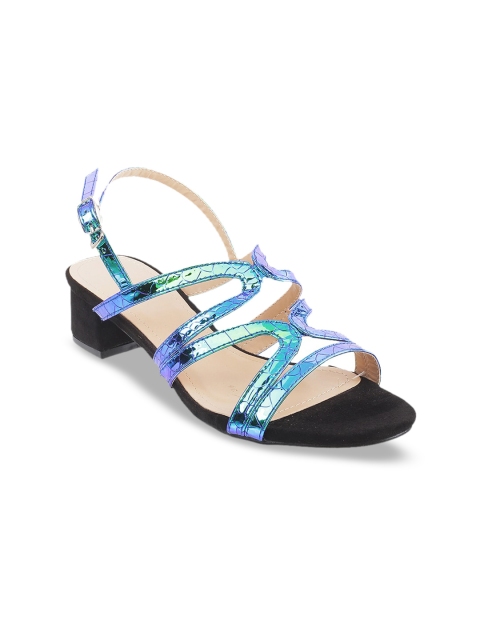 

Mochi Women Blue & Black Solid Block Heels