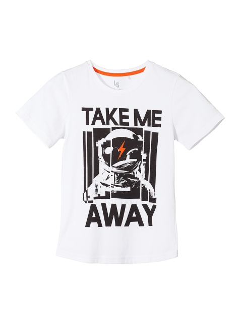 

LINCOLN & SHARKS Boys White Printed Round Neck T-shirt