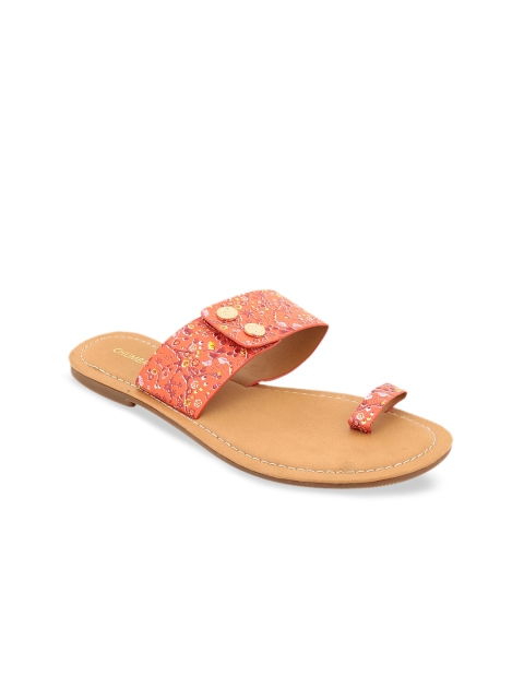 

Chumbak Women Pink Printed PU One Toe Flats