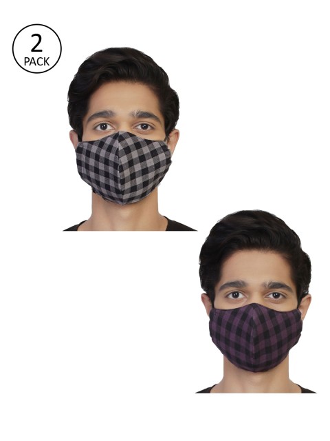 

Anekaant Men Pack Of 2 Reusable 3-Ply Cloth Masks, Black