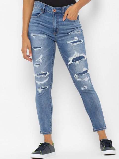 

AMERICAN EAGLE OUTFITTERS Women Blue Solid Slim-Fit Jeggings