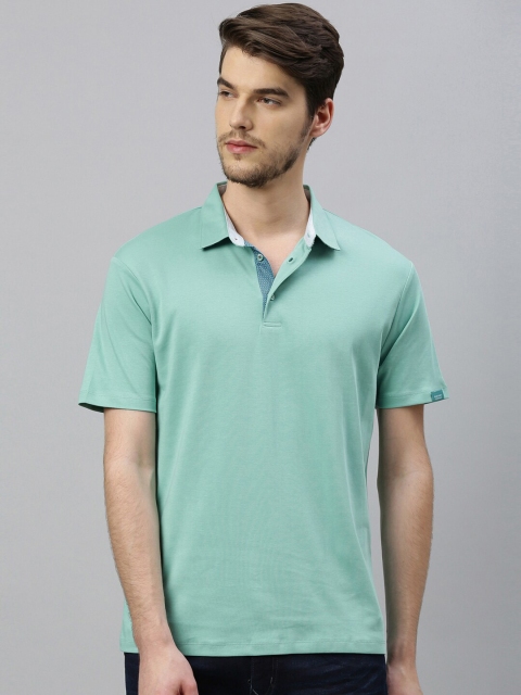 

RARE RABBIT Men Green Solid Polo Collar T-shirt