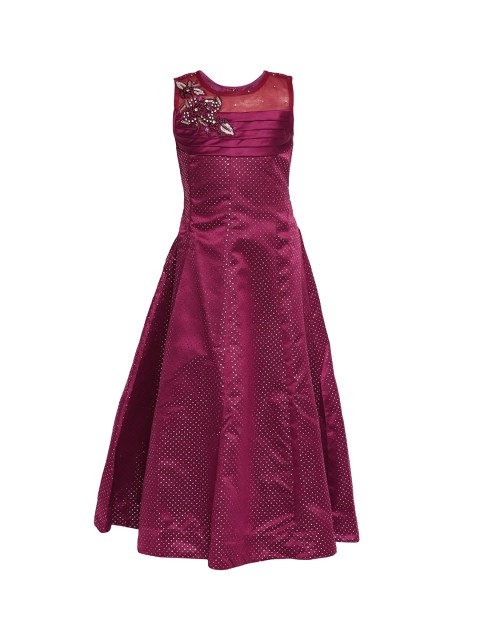 

BETTY Girls Burgundy Printed Maxi Dress