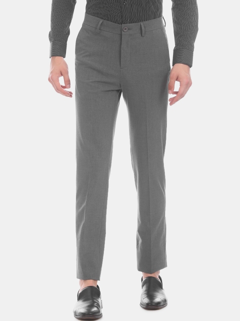 

True Blue Men Grey Slim Fit Solid Formal Trousers