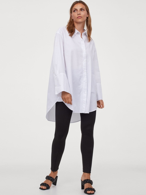 

H&M Women Black Solid Crease-Front Leggings