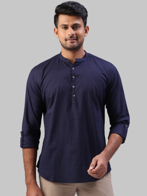 

Raymond Men Navy Blue Solid Straight Kurta