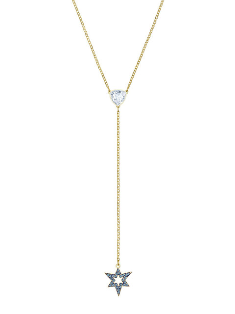 

SWAROVSKI Teal Blue Gold-Plated Mastery Y Necklace