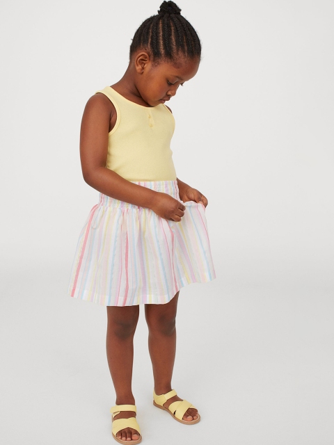 

H&M Girls White & Yellow Striped Cotton Skirt