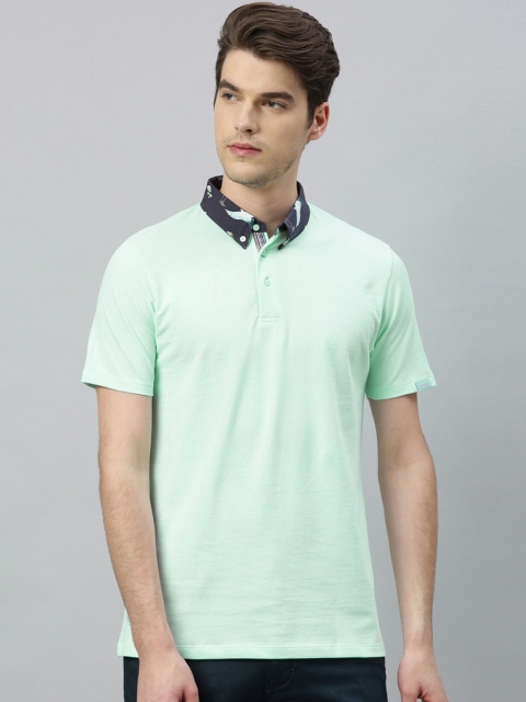 

RARE RABBIT Men Sea Green Solid Polo Collar T-shirt