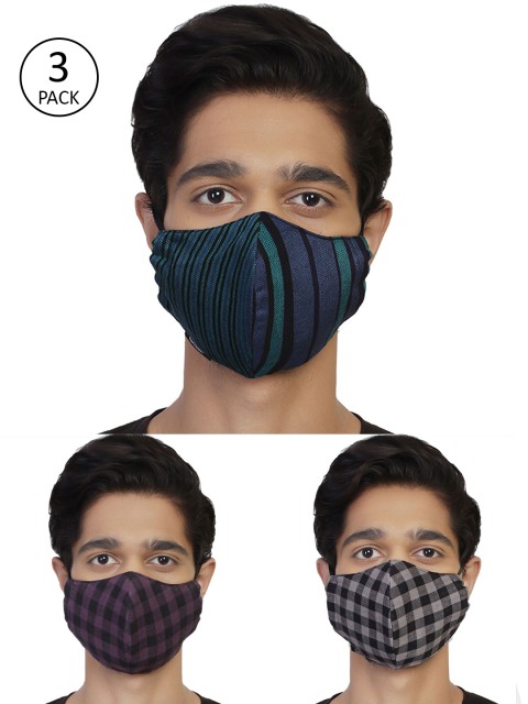 

Anekaant Men Pack Of 3 Reusable 3-Ply Cloth Masks, Black