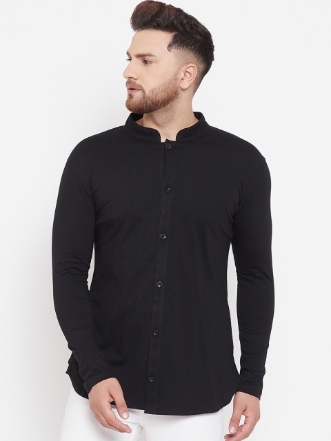 

Hypernation Men Black Solid Straight Shirt