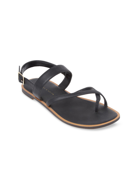 

CHARLES & KEITH Women Black Solid PU One Toe Flats