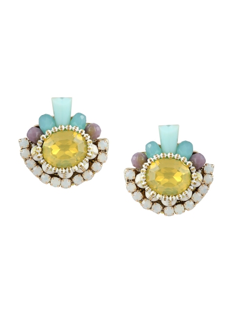 

Sia Art Jewellery Silver-Toned & Yellow Circular Studs