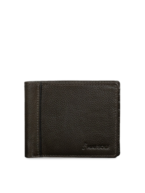 

MAI SOLI Men Grey Leather Textured Two Fold Wallet