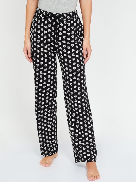 

Ginger by Lifestyle Women Black & White Mickey Mouse Print Lounge Pants