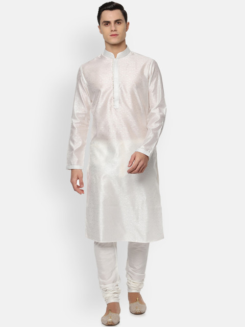

Louis Philippe Men White Self Design Kurta with Pyjamas