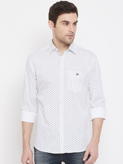 

Crimsoune Club Men White Standard Slim Fit Printed Casual Shirt