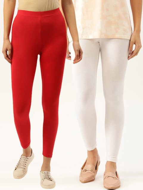 

Leading Lady Women Pack Of 2 Solid Ankle-Length Leggings, White