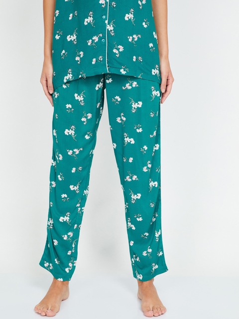 

Ginger by Lifestyle Women Green And White Floral Print Lounge Pants