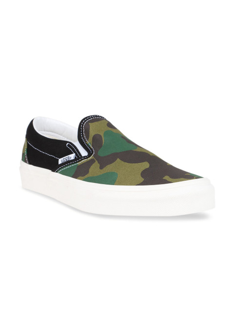 

Vans Unisex Olive Green Camouflage Slip-On Sneakers