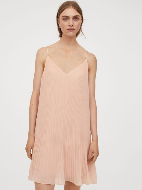 

H&M Women Pink Solid A-Line Dress