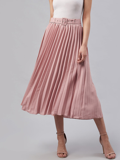 

Marie Claire Women Pink Solid A-Line Midi Skirt