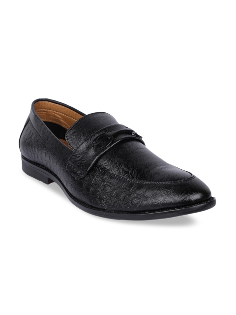 

Respiro Men Black Textured Formal Slip-on Shoes