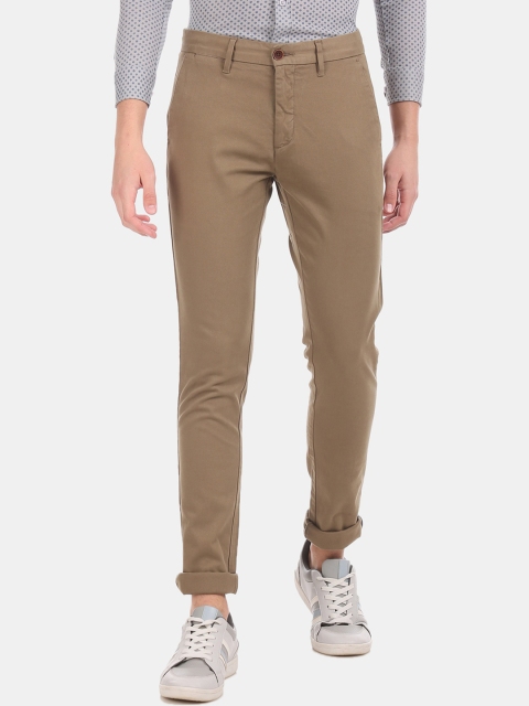 

True Blue Men Brown Slim Fit Solid Regular Trousers