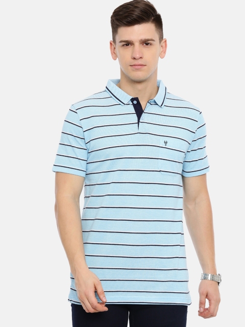 

Classic Polo Men Blue Striped Polo Collar T-shirt