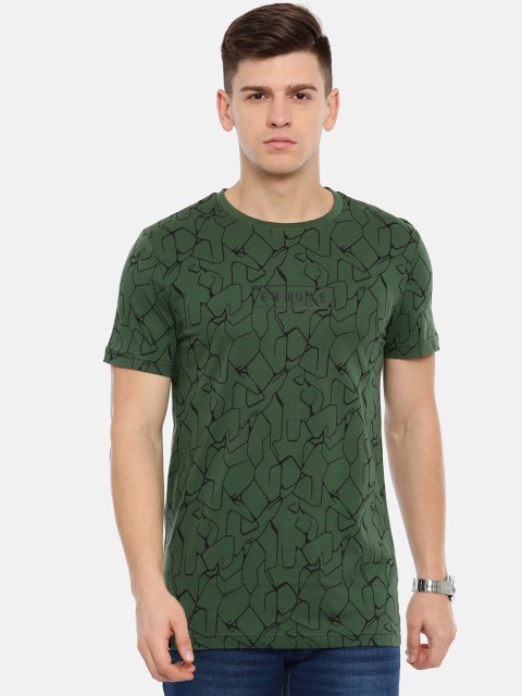 

Classic Polo Men Green Slim Fit Printed Round Neck T-shirt
