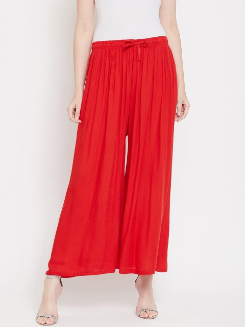 

Castle Women Red Solid Flared Palazzos