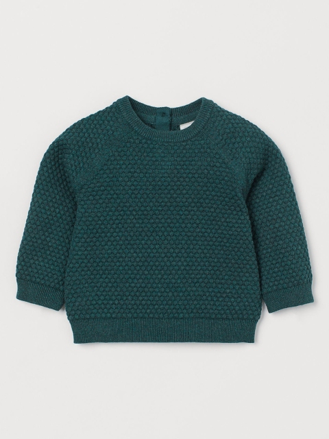 

H&M Kids Green Self-Design Textured-Knit Jumper