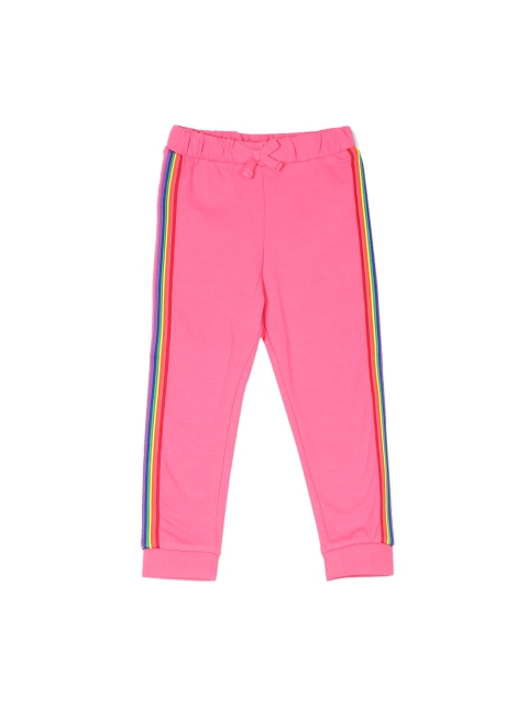 

The Childrens Place Girls Pink & Red Solid Straight-Fit Fleece Joggers