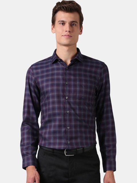 

True Blue Men Purple Slim Fit Checked Casual Shirt